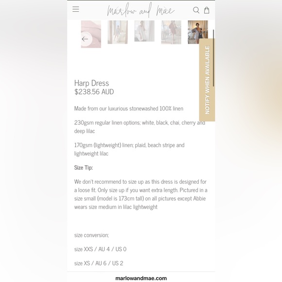 Marlow and Mae harp dress in the color cherry - Picture 8 of 8